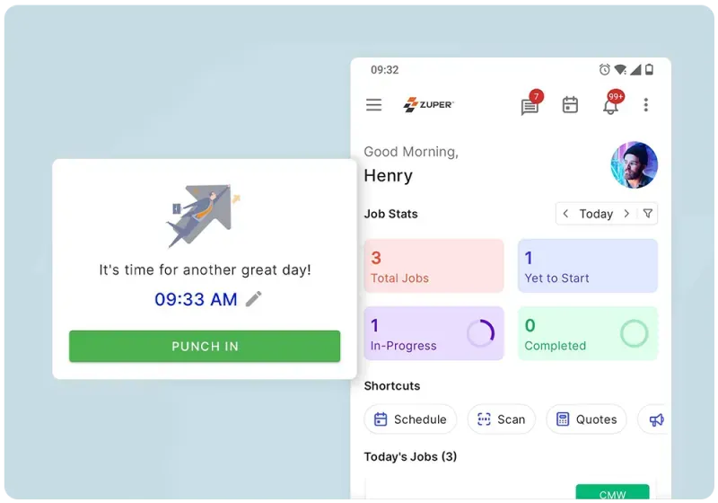 Work order management on field service management app