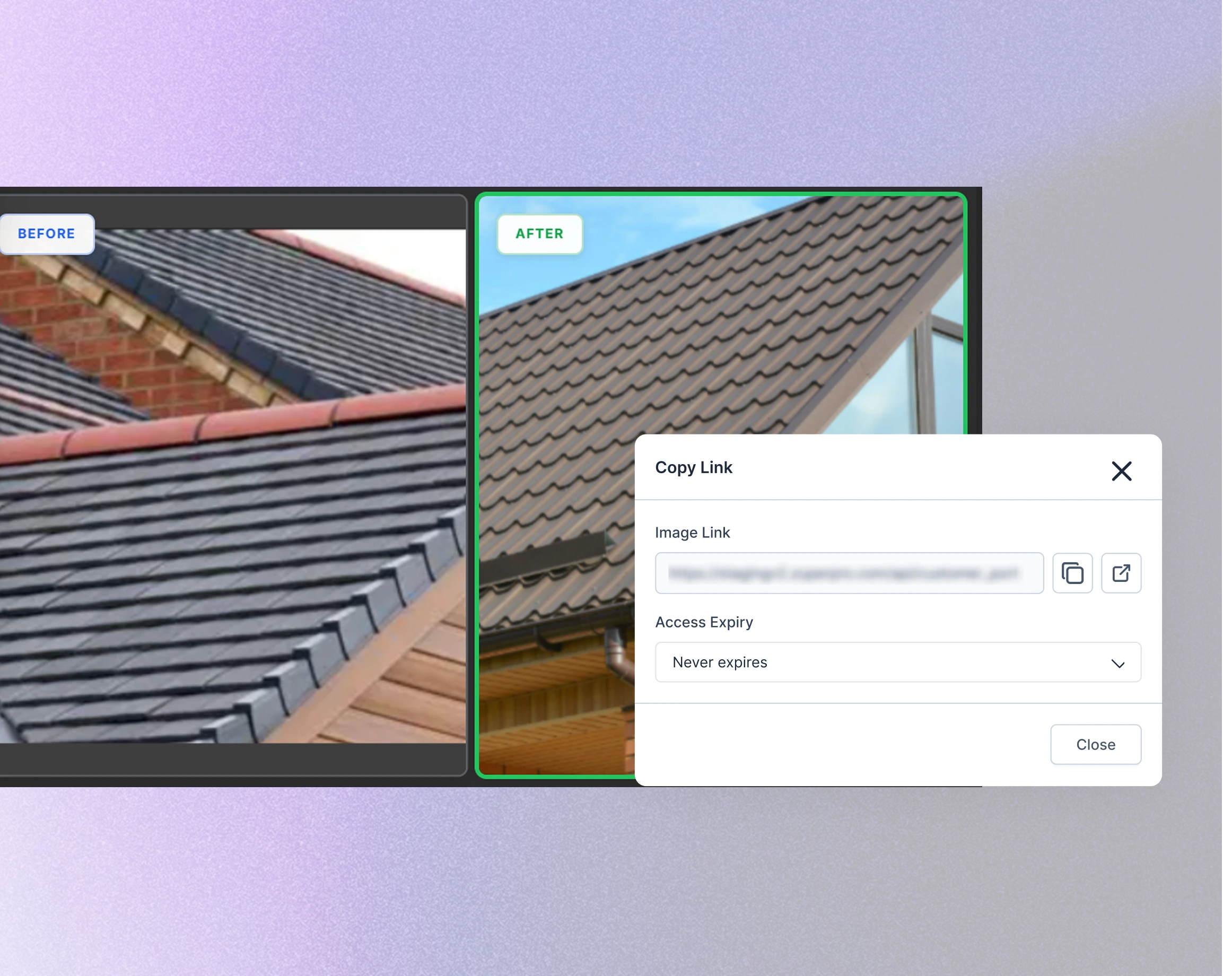 Before and after photo albums on Zuper app