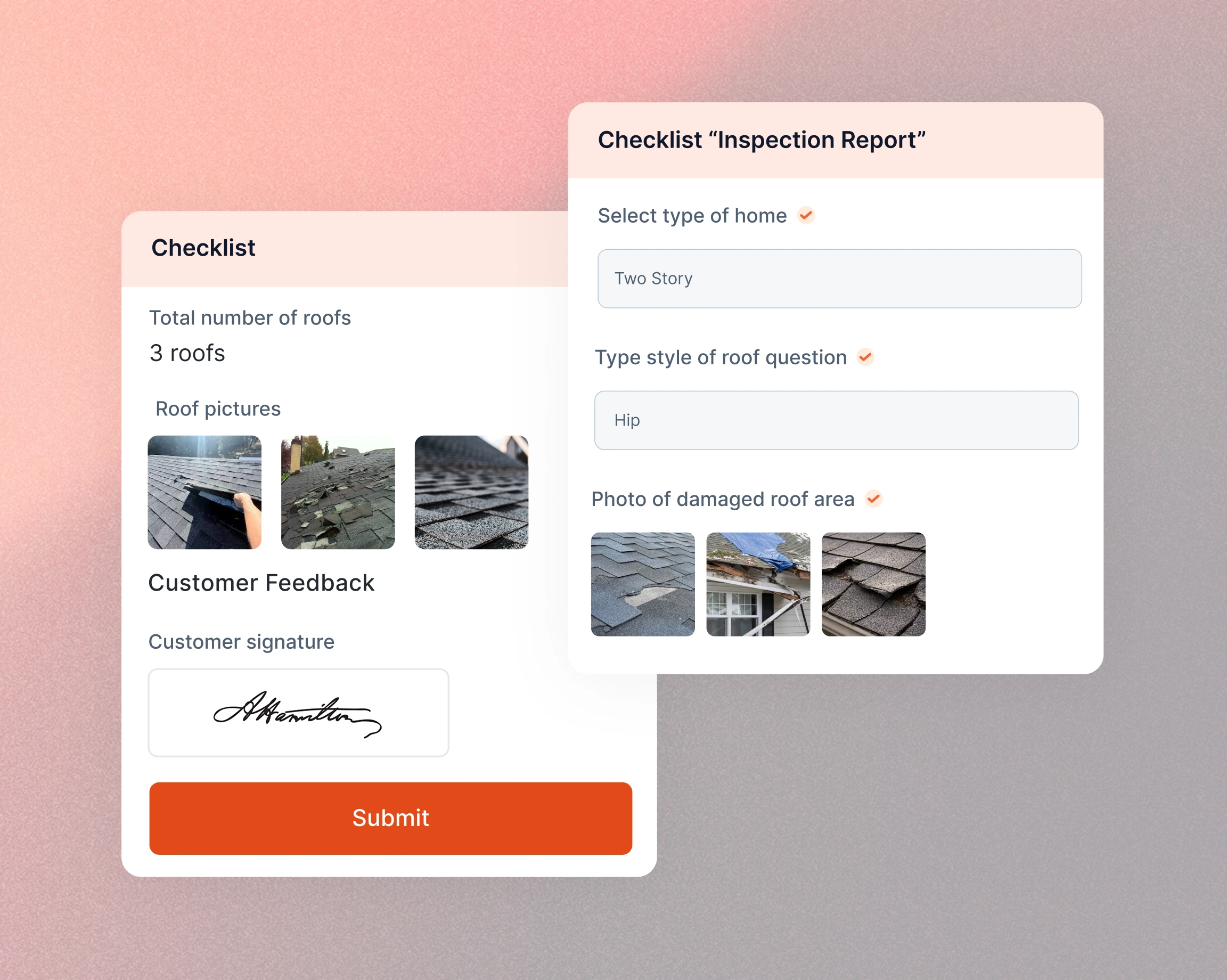 Guided inspection checklist on Zuper app