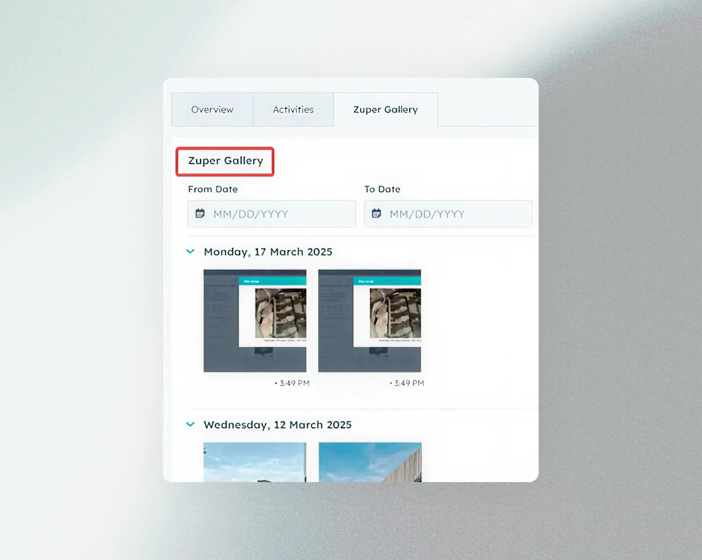 Two-way sync interface showing job gallery and status updates
