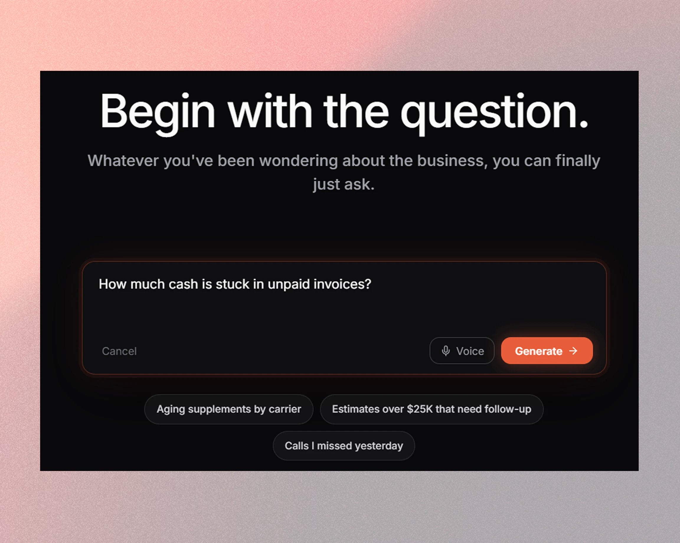 Zuper Sense answering a plain-English question from live job data