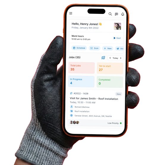 Phone showing roof inspection transcription interface