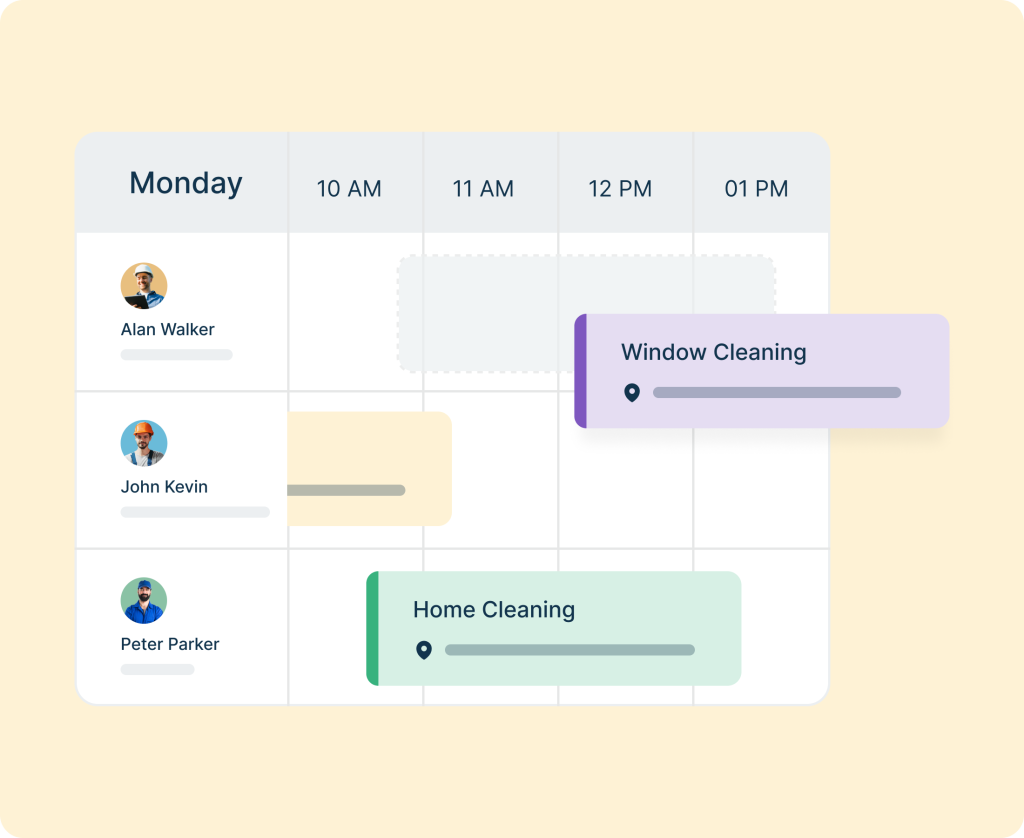 Streamlined scheduling and dispatching for cleaning crews