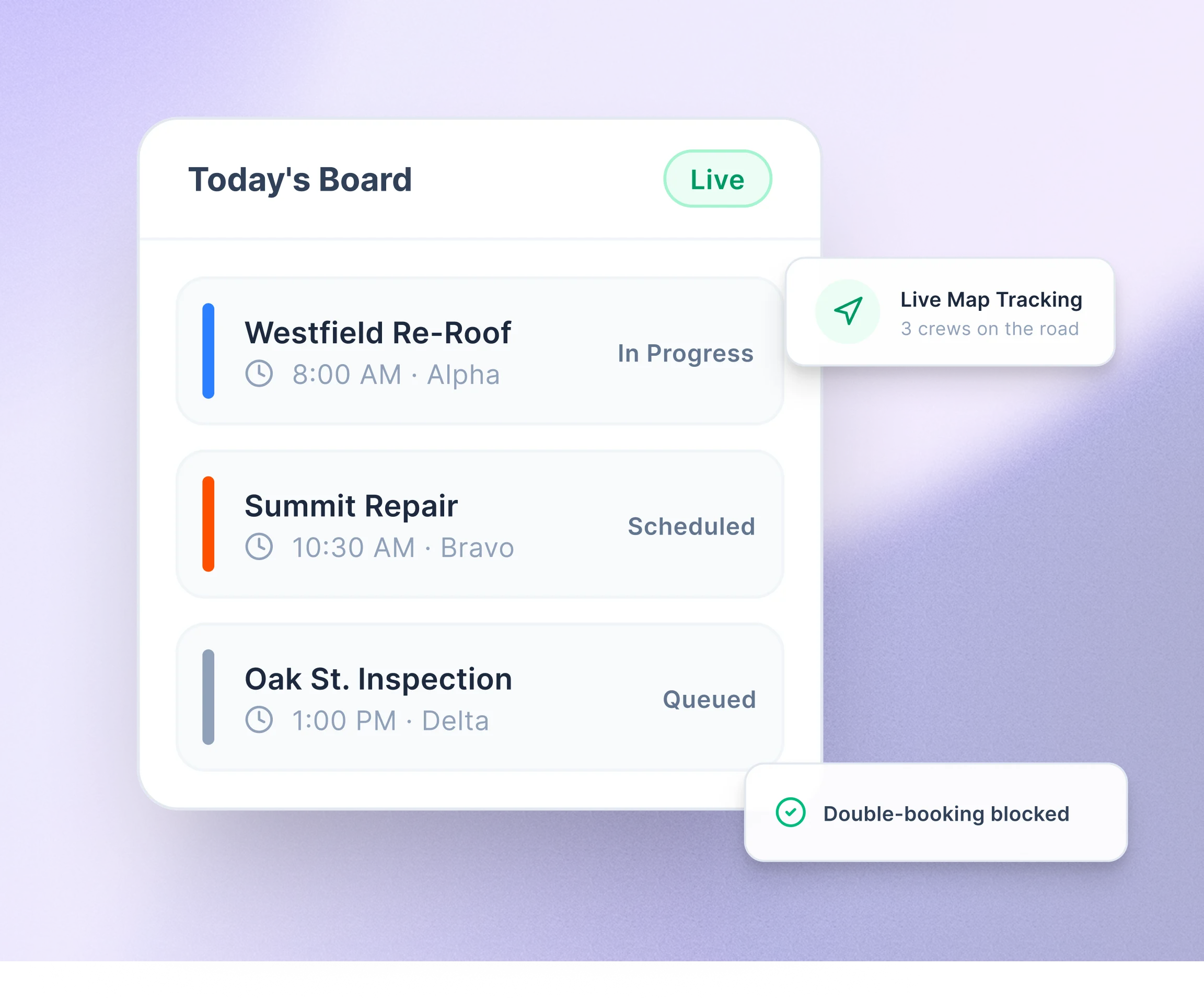 Smart scheduling and dispatch board on Zuper