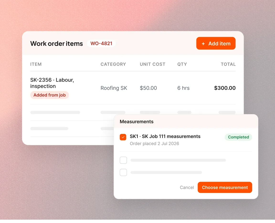 Build the work order from the job