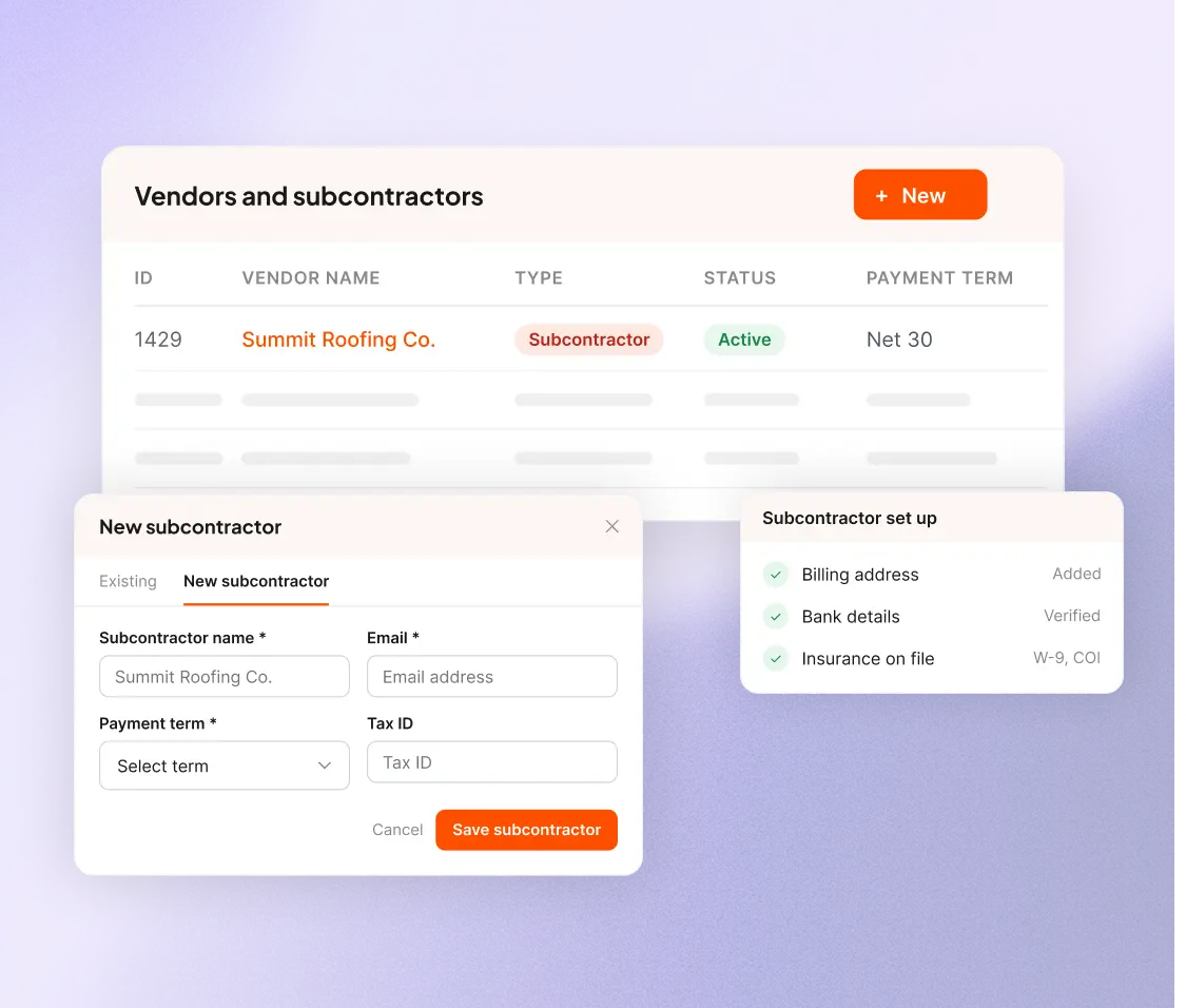 Keep subcontractors on file