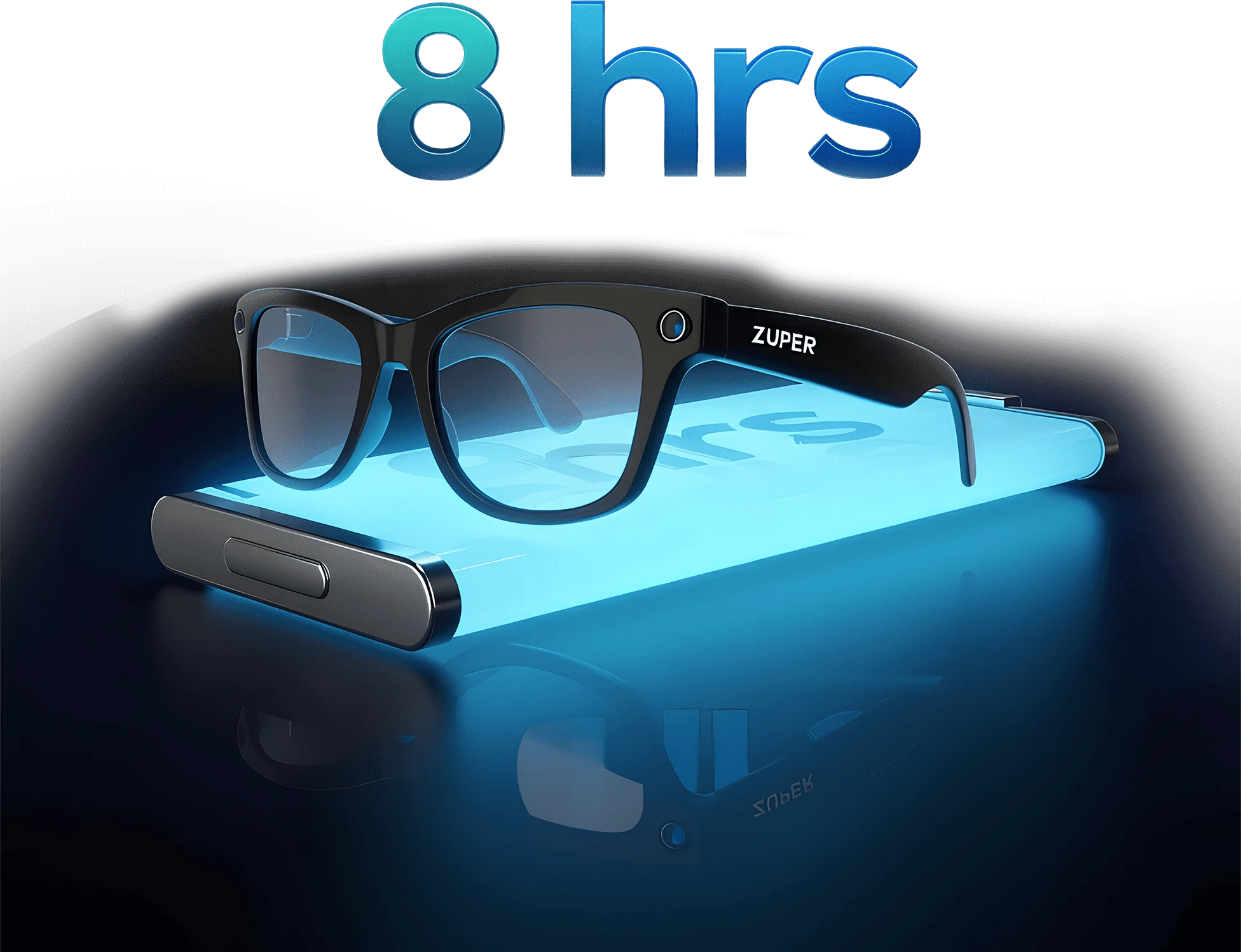 Zuper Glass with charging indicator showing battery life