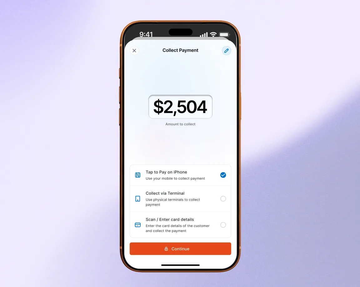 Customer paying an invoice from a mobile payment link