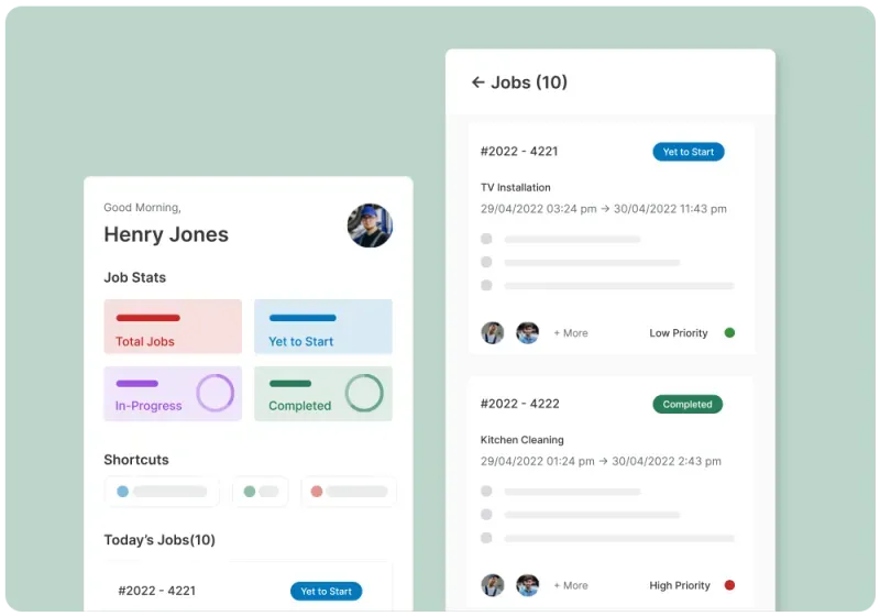 Mobile view of a assigned work order