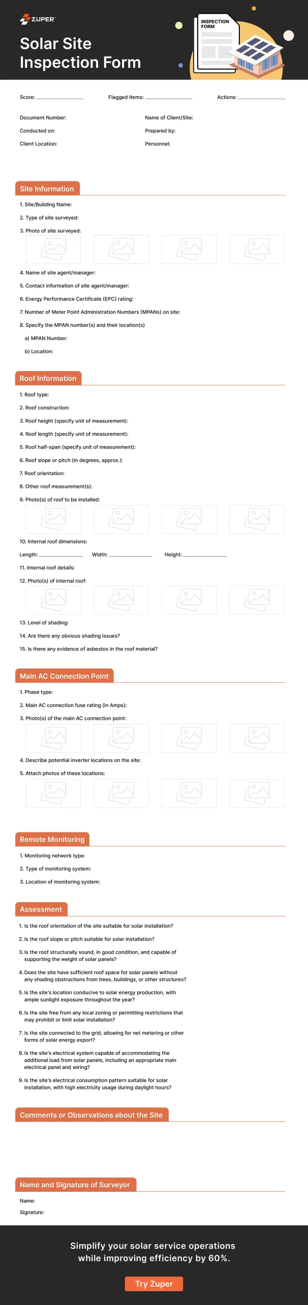 Sample Solar Site Inspection Form