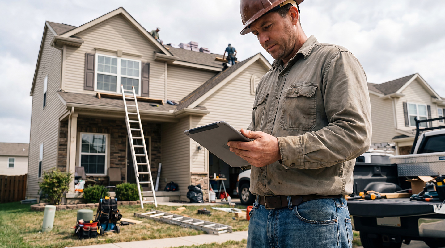 A roofing contractor using Zuper to reduce admin time using roofing business software